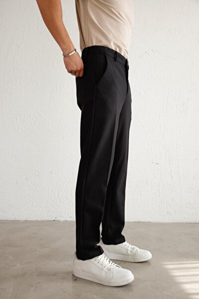 BRACCAS Men's Relaxed Fit Black Pants