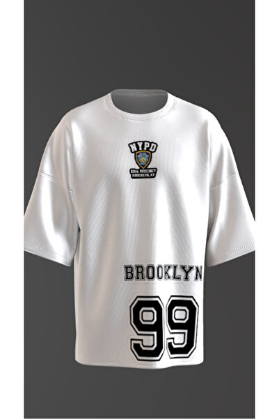 LORVEX تي شيرت قطني كبير الحجم للجنسين – طباعة بروكلين