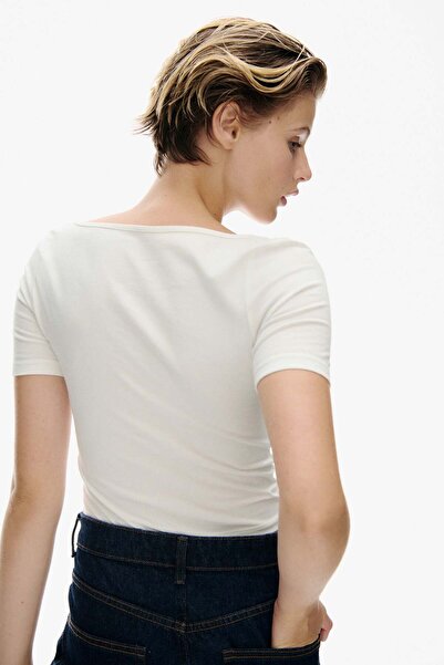 H&M Cropped scoop-neck T-shirt