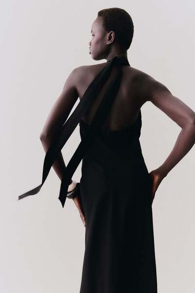 H&M Linen-blend halterneck dress