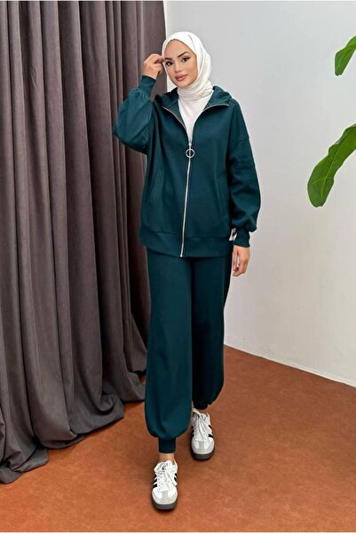 Moda Rosa 26K2272 - PETROL - CEKETİ ARMALI ÜÇ İPLİK İKİLİ TAKIM