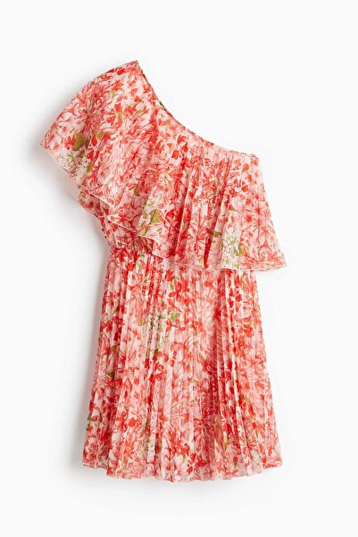 H&M فستان مطوي بكتف واحد