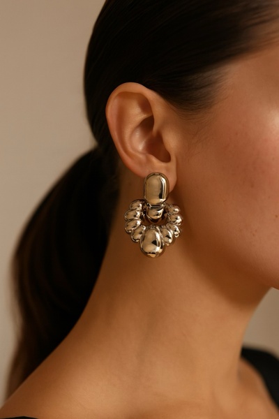 Kokoş Earrings Silver Color Steel