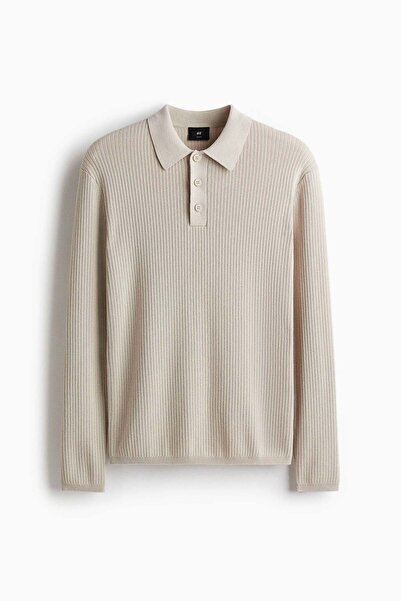H&M Slim Fit Rib-knit polo shirt