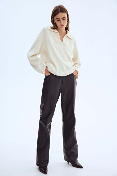 H&M سترة محبوكة ذات ياقة رفيعة