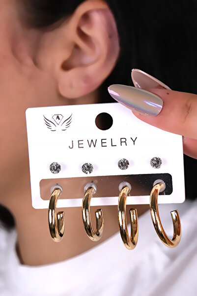 LOWEN AKSESUAR 8 قطع من الأقراط النسائية ذات اللون الذهبي