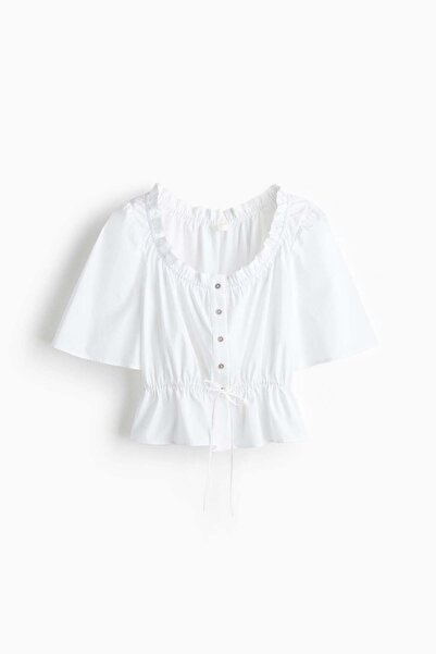 H&M Frill-trimmed cotton blouse