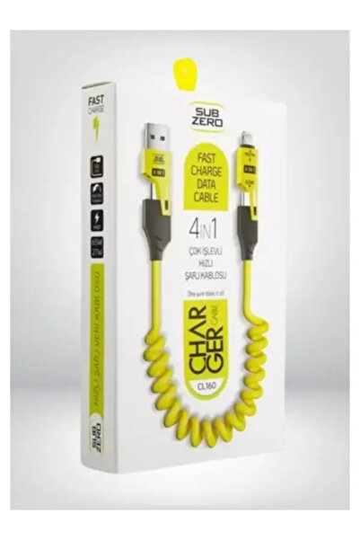 shop 4in1 Type-C 65W To Usb-A + Type-C To Lightning 27W Spiral Hızlı Şarj Kab...