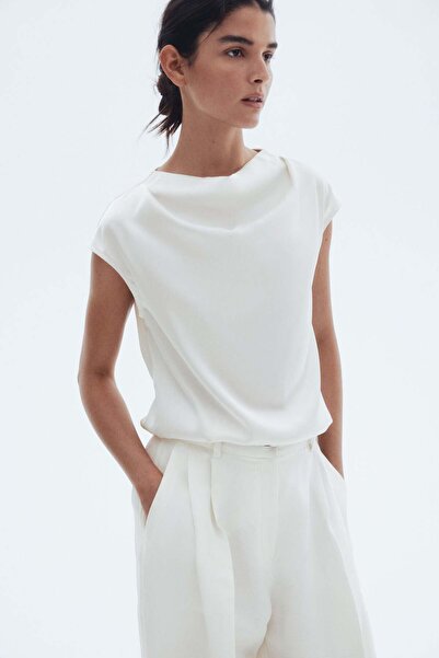 H&M Cap-sleeved satin blouse