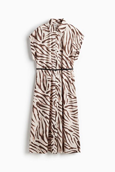 H&M فستان بوبلين بحزام