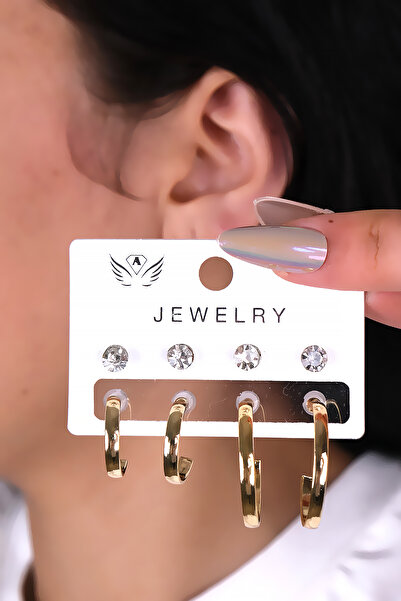 LOWEN AKSESUAR 8 قطع من الأقراط النسائية ذات اللون الذهبي