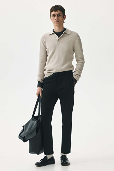 H&M Slim Fit Rib-knit polo shirt