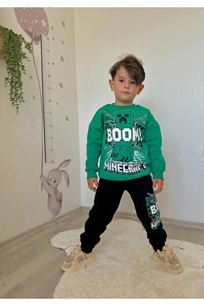 NUR BEBE Charactered Striped Boys' Double Tracksuit Set