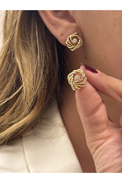 Butik XUping 14K taşlı İçiçe Geçme Küpe