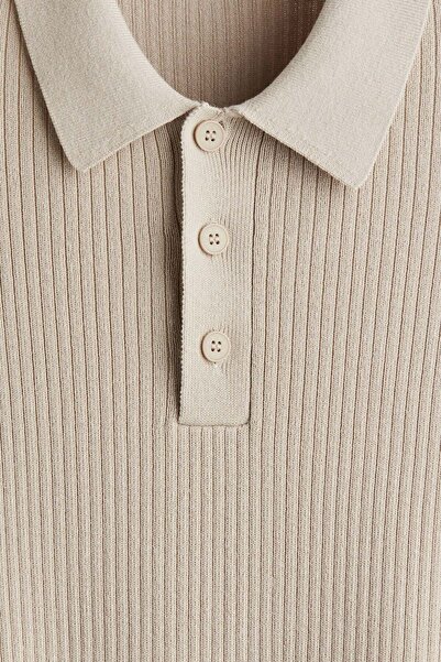 H&M Slim Fit Rib-knit polo shirt