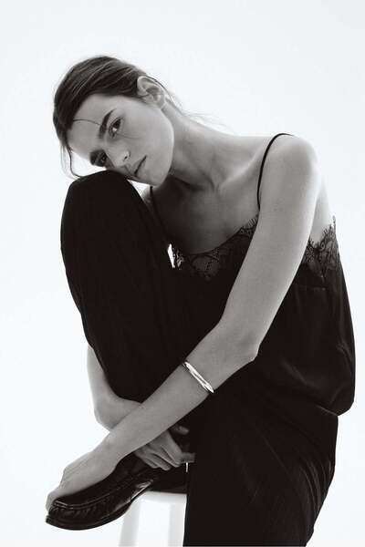 H&M Lace-trimmed satin strappy top