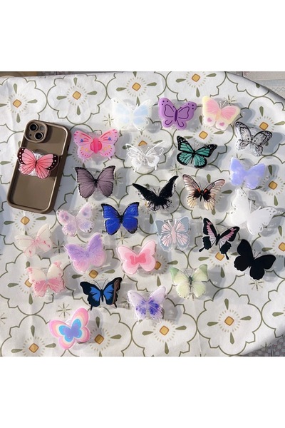EDELFU Popsocket Yapışkanlı Kelebek Telefon Tutacağı Kelebek Şekilli Akrilik Epoksi Yüzey Parmak Tutucu