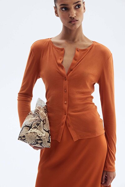 H&M Fine-knit button-front top