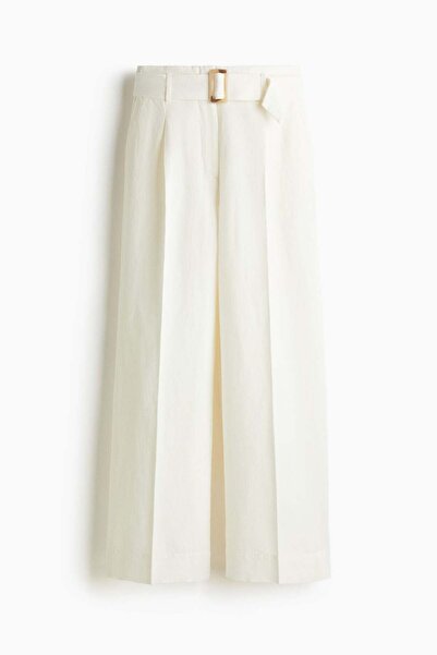 H&M Belted linen-blend trousers