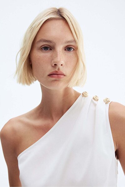 H&M Button-detail one-shoulder top