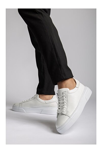 gizlitopuk حذاء رياضي رجالي من الجلد الطبيعي الأبيض بكعب مخفي يزيد الطول 7 سم...