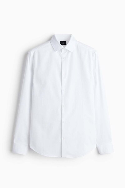 H&M قميص قطني قصة ضيقة