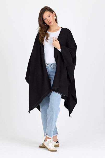 ZEMİRA HOME Poncho - Cotton Polyester Blend Stylish and High-Quality Fabric - Black