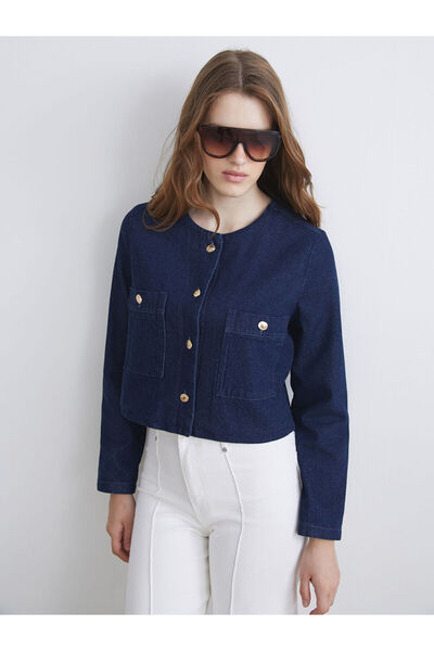 LC Waikiki سترة جينز نسائية من LCW ECO بياقة دائرية W5I440Z8