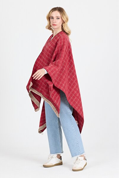 Ş&A BOUTIQE Poncho - Cotton Polyester Blend Stylish and High-Quality Fabric - Red
