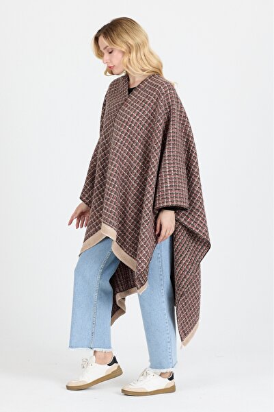 Ş&A BOUTIQE Poncho - Cotton Polyester Blend Stylish and High-Quality Fabric - Brown
