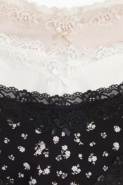 H&M مجموعة من 5 سراويل داخلية من القطن والدانتيل