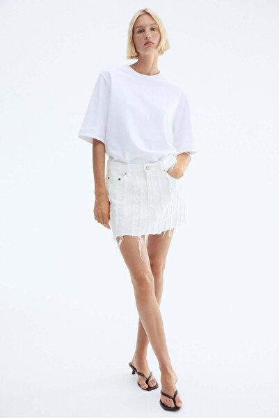 H&M Frayed denim mini skirt