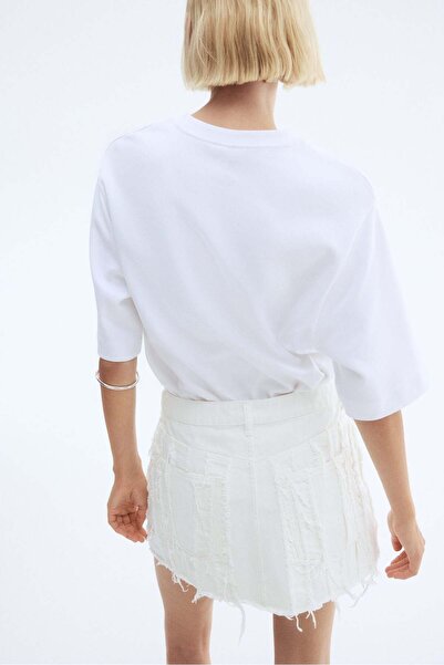 H&M Frayed denim mini skirt