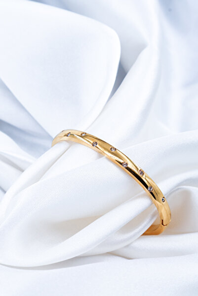 DlaraJewelry سوار نسائي أنيق من الفولاذ المقاوم للصدأ بتفاصيل حجرية دقيقة