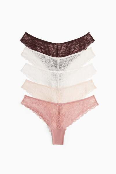 H&M مجموعة من 5 سراويل داخلية برازيلية من الدانتيل