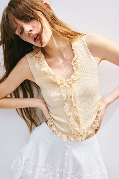 H&M Lace-detail ribbed vest top