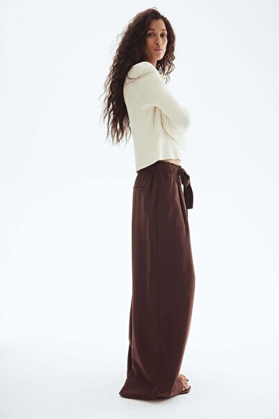 H&M Wide tie-belt trousers
