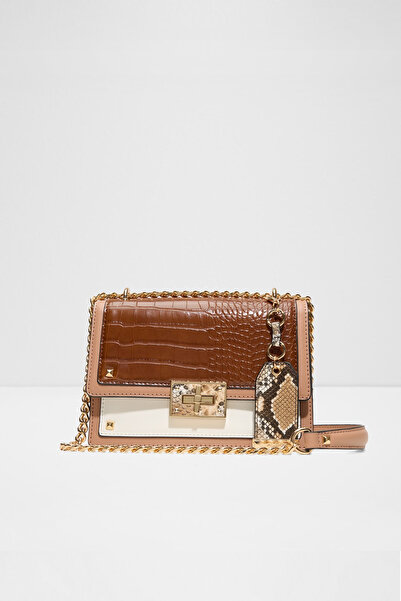 Aldo BYWORTH - حقيبة كروس نسائية صغيرة الحجم باللون البني ذات جيب واحد وحزام كتف بسلسلة