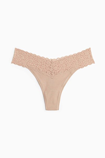 H&M مجموعة من 3 سراويل داخلية من القطن والدانتيل