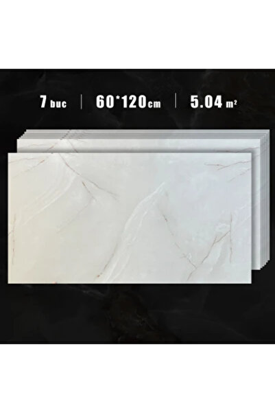 MallDeco Set 7 buc. LVT self-adhesive floor tiles, beige marble style