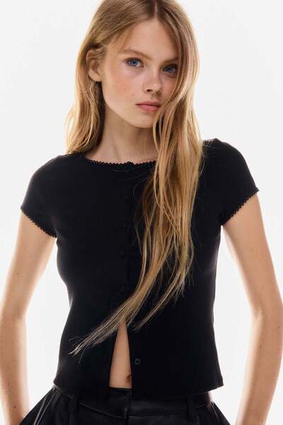 H&M Ribbed button-front top