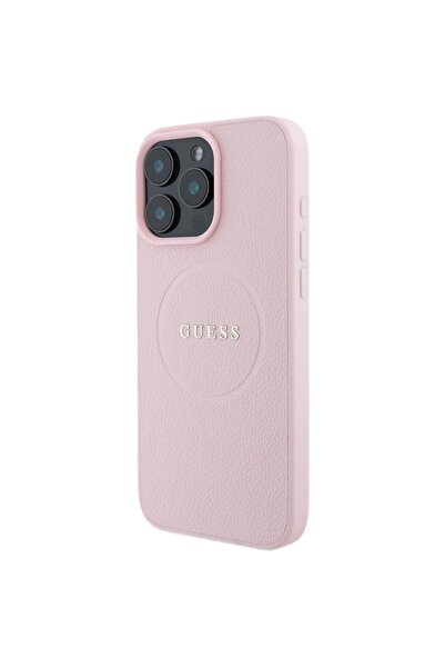 Guess Husa Grained Classic Logo MagSafe iPhone 16 Pro Max Roz