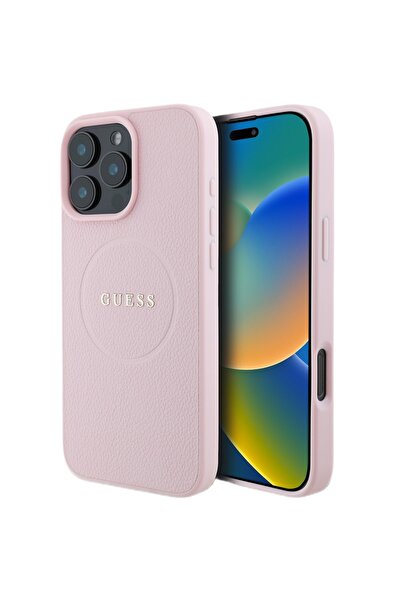 Guess Husa Grained Classic Logo MagSafe iPhone 16 Pro Max Roz