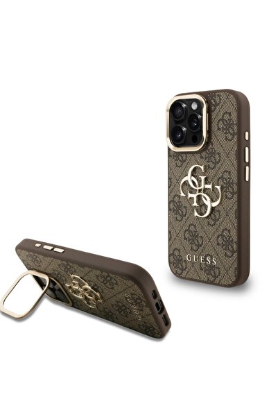 Guess Husa 4G Metal Logo Stand Camera Frame iPhone 16 Pro Max Maro