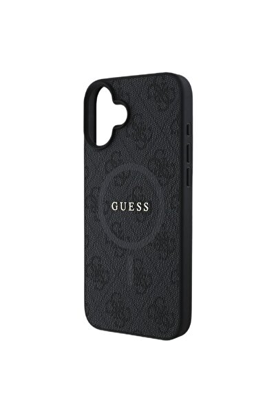 Guess Husa PU Leather 4G Colored Ring MagSafe iPhone 16 Negru