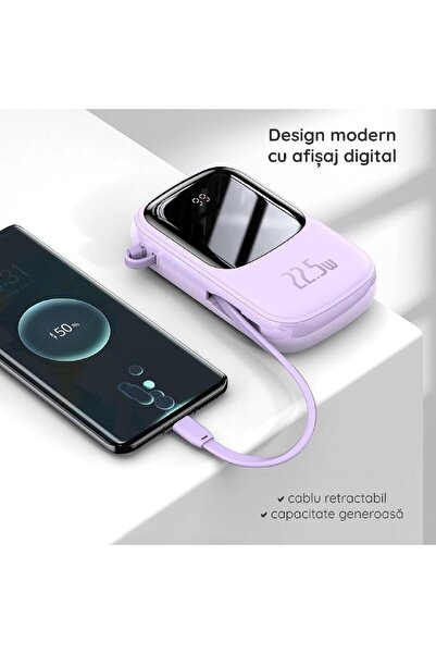 Baseus External battery QPow Pro+ 20000mAh, 22.5W, Lightning, 2xType-C, USB, USB-C cable, Purple