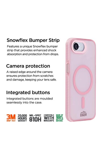 EIGER Husa Blizzard Magsafe GRS iPhone 16e Roz