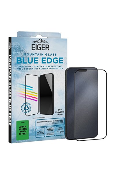 EIGER Folie Sticla Anti-Blue Light Mountain Blue Edge GRS iPhone 16 / 15 / 14 Pro