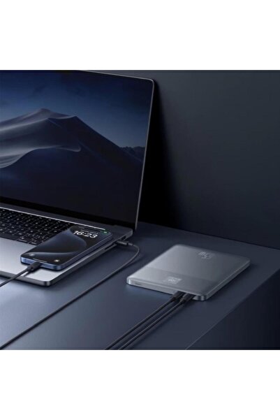 Baseus Acumulator extern Blade 12000mAh, 65W, 2x Type-C, Digital Display, cablu USB-C, Argintiu