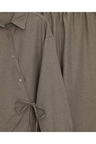 Modamorfo Cross Buttoned Side Tie Wool Effect Suit - Light Brown